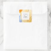 Abstracte Artistieke Geel Blauw Waterverf Art Logo Vierkante Sticker (Tas)