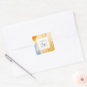 Abstracte Artistieke Geel Blauw Waterverf Art Logo Vierkante Sticker (Envelop)