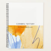 Abstracte Artistieke Geel Blauw Waterverf Kunst Planner (Voorkant)