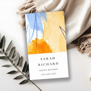 Abstracte Artistieke Geel Blauw Waterverf Kunst Visitekaartje