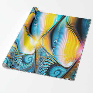 Abstracte artistieke gouden en blauwe moderne lich cadeaupapier
