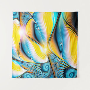 Abstracte artistieke gouden en blauwe moderne lich wandkleed