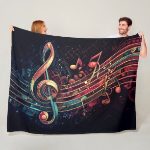 Abstracte artistieke Muzieknoten thema Fleece Deken