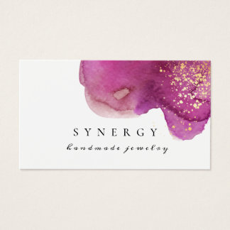 Abstracte artistieke Paarse Waterverf: gouden kuns Visitekaartje