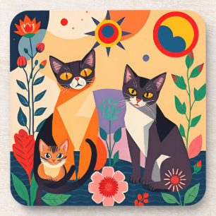 Abstracte Artistieke Weergave van Katten Bier Onderzetter