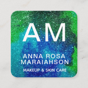 ~* Abstracte Artsy BOLD GLITTER Foto Logo QR Vierkante Visitekaartje