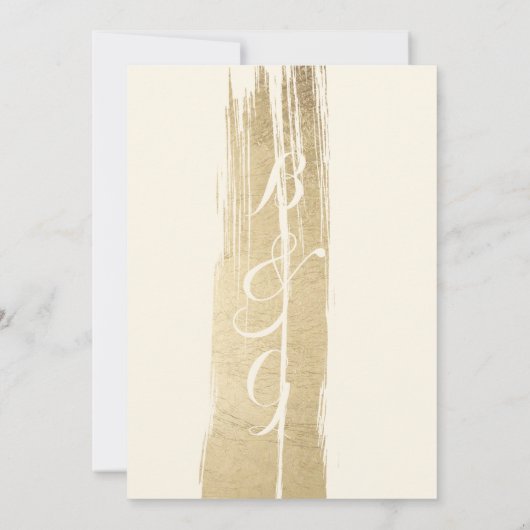 Abstracte Artsy Ivoor Goud Brushstrokes Bruiloft Kaart (Achterkant)
