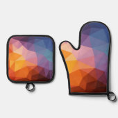 Abstracte asymmetrische driehoeken ovenwant & pannenlap set (Voorkant)