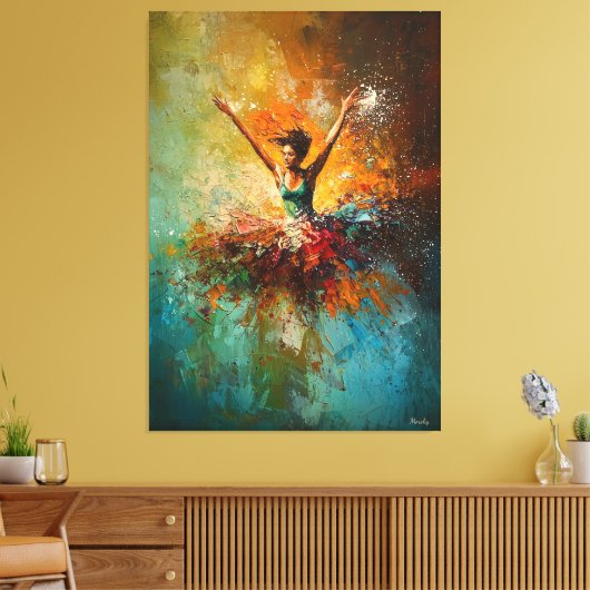 Abstracte ballerina danskunst canvas afdruk (Insitu (Woonkamer))