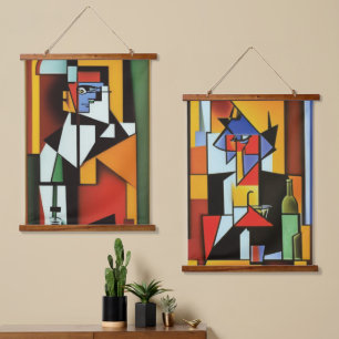 Abstracte barman-kubuskandtapijt hangend wandkleed