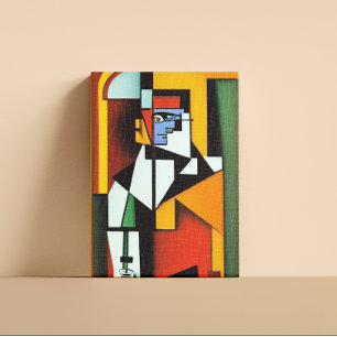 Abstracte Bartender Cubist Canvas Afdruk