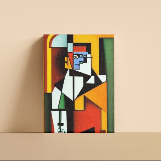Abstracte Bartender Cubist Canvas Afdruk