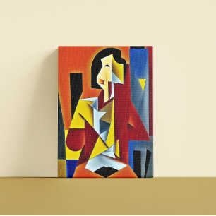 Abstracte Bartender Cubist Canvas Afdrukken
