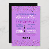 Abstracte Bat Mitzvah Paars Invite Kaart (Voorkant / Achterkant)