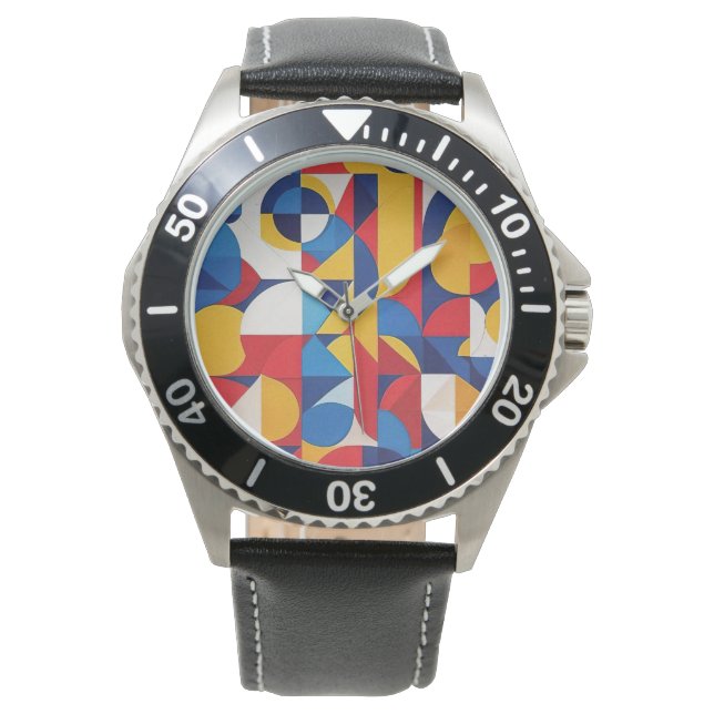 Abstracte Bauhaus geometrische kunst Horloge (Voorkant)