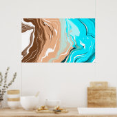 Abstracte Beach Fluid Art Poster (Keuken)