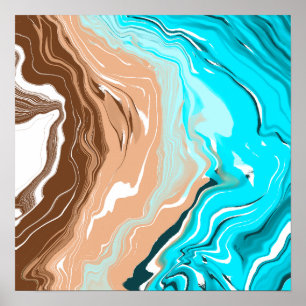 Abstracte Beach Fluid Art Poster