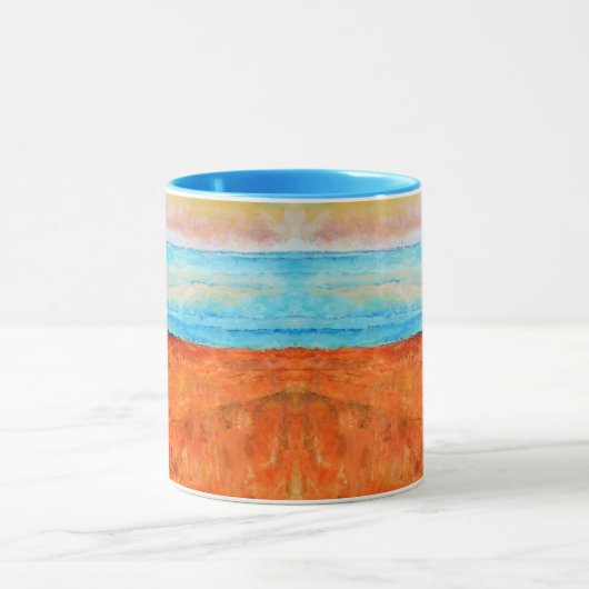 Abstracte Beach Oranje Blue Art Mok (Midden)