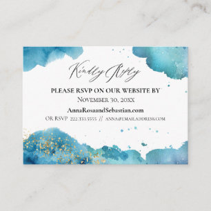 *~* Abstracte Beach Wave Wedding Website RSVP Informatiekaartje