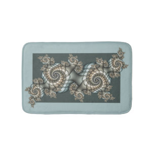 Abstracte beige lichtblauwe fractale kunstspiralen badmat