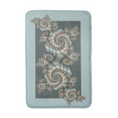 Abstracte beige lichtblauwe fractale kunstspiralen badmat (Voorkant Verticaal)