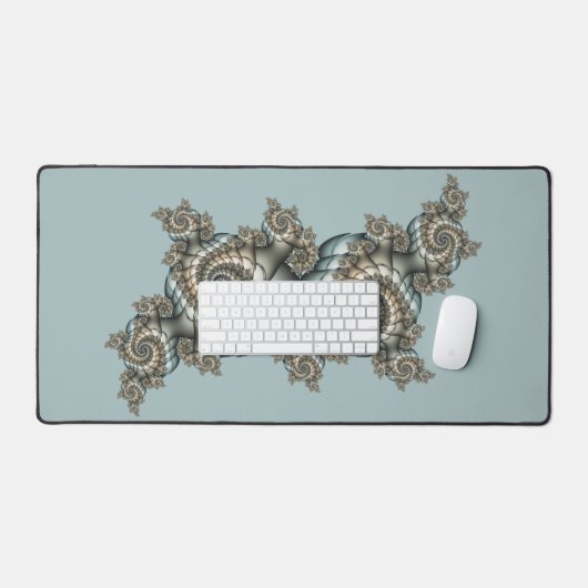 Abstracte beige lichtblauwe fractale kunstspiralen bureaumat (Keyboard & Muis)