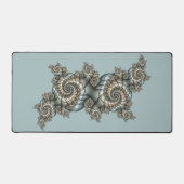 Abstracte beige lichtblauwe fractale kunstspiralen bureaumat (Voorkant)