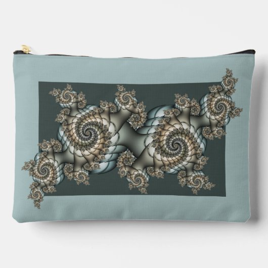 Abstracte beige lichtblauwe fractale kunstspiralen etui (Voorkant)