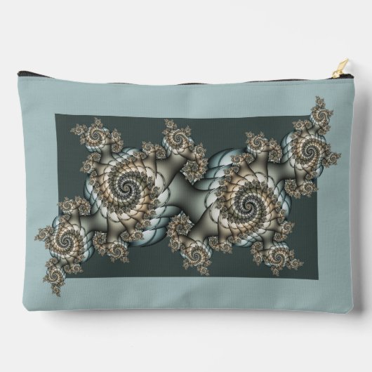 Abstracte beige lichtblauwe fractale kunstspiralen etui (Achterkant)