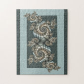 Abstracte beige lichtblauwe fractale kunstspiralen legpuzzel (Verticaal)
