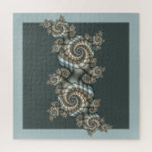 Abstracte beige lichtblauwe fractale kunstspiralen legpuzzel (Verticaal)