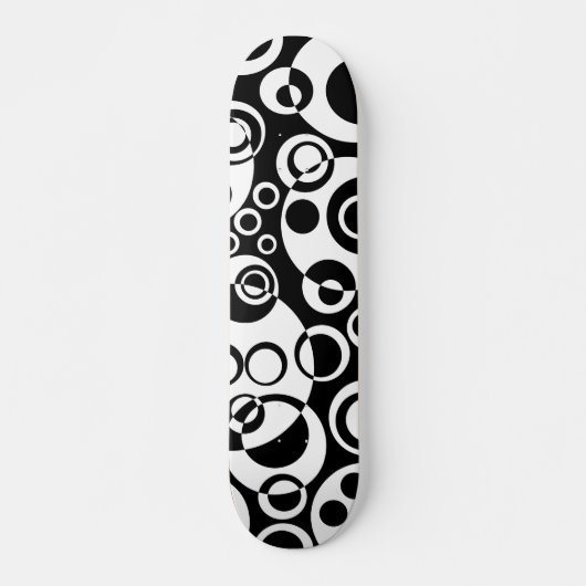 Abstracte bellen 01 - B/W - Retro Skateboard (Voorkant)