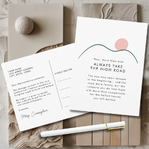 Abstracte berg en zon nemen de hoge weg briefkaart