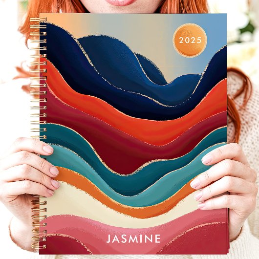 Abstracte Bergen 2025 Aangepaste Naam Planner