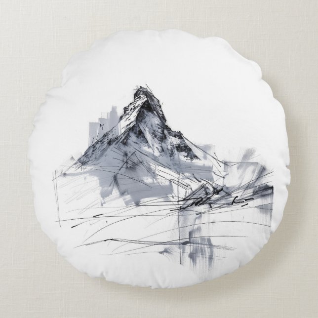 Abstracte bergtop rond kussen (Voorkant)