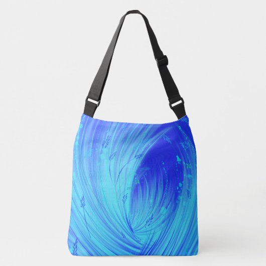 Abstracte betoverde tuin blauw crossbody tas (Voorkant)