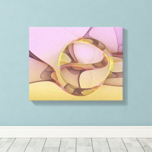 Abstracte bewegingen Modern roze Golden Fractal Ar Canvas Afdruk (Insitu (Houten vloer))