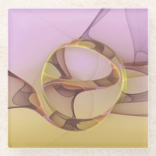 Abstracte bewegingen Modern roze Golden Fractal Ar Glazen Onderzetter