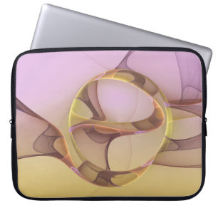 Abstracte bewegingen Modern roze Golden Fractal Ar Laptop Sleeve