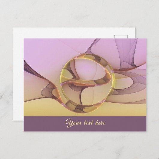 Abstracte bewegingen Moderne roze gouden fractale Briefkaart (Voorkant / Achterkant)