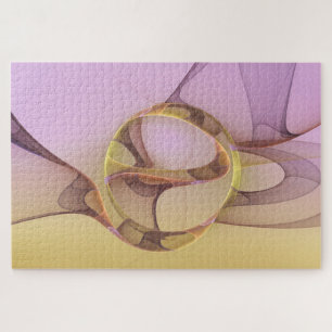 Abstracte Bewegingen Moderne Roze Gouden Fractale  Legpuzzel