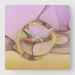Abstracte Bewegingen Moderne Roze Gouden Fractale Vierkante Klok