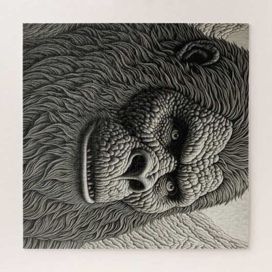 Abstracte Bigfoot in Zwart-wit Ai Art Legpuzzel (Horizontaal)