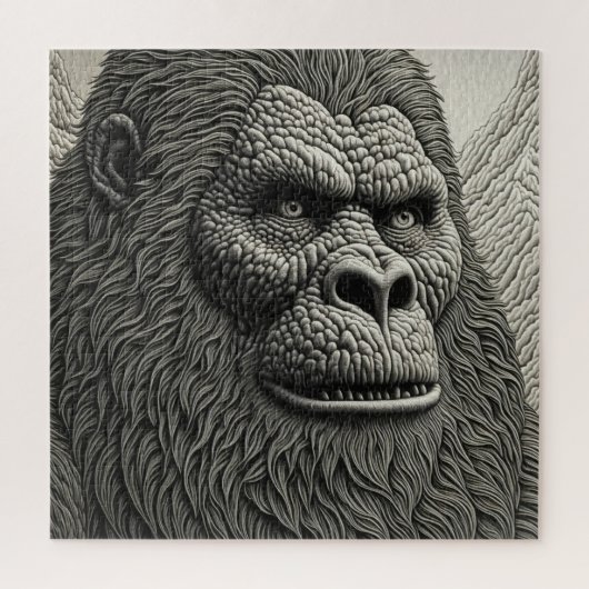 Abstracte Bigfoot in Zwart-wit Ai Art Legpuzzel (Verticaal)