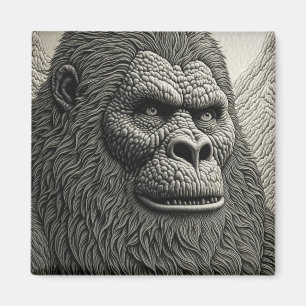 Abstracte Bigfoot in Zwart-wit Ai Art Magneet