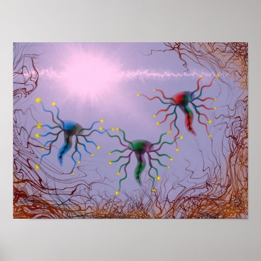 Abstracte bioluminescente energie-schildering poster (Voorkant)