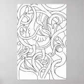 Abstracte Bird Deco Art Kleurplaat Poster (Voorkant)