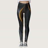 Abstracte Black Wave Leggings (Voorkant)