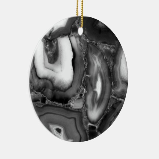Abstracte Black White agates geode Keramisch Ornament (Rechts)