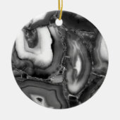 Abstracte Black White agates geode Keramisch Ornament (Voorkant)